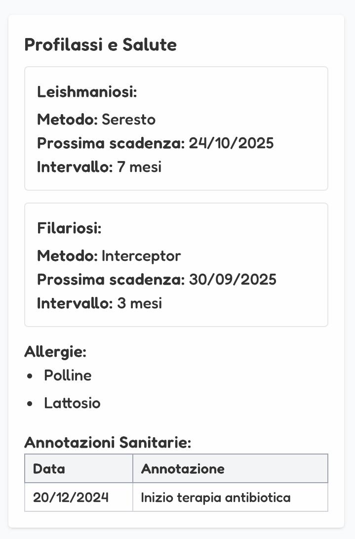Sezioni MyPetCard